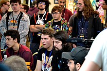 Competitors playing Super Smash Bros. at The Big House 6 (2016) Mango and smash players - Connor Smith - TBH.jpg