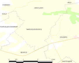 Mapa obce Mars-sous-Bourcq