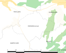 Mapa obce Ferrières-le-Lac