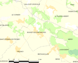 Mapa obce Boisset-les-Prévanches