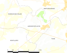 Mapa obce Aubigné-sur-Layon