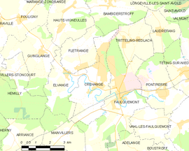 Mapa obce Créhange
