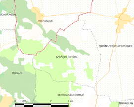 Mapa obce Lagarde-Paréol