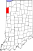 Map of Indiana highlighting Newton County Map of Indiana highlighting Newton County.svg