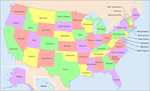 Miniatură pentru Lista alfabetică a celor 50 de state componente ale SUA