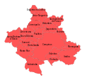 Mapa de los municipios integrantes de la región metropolitana de Campinas.