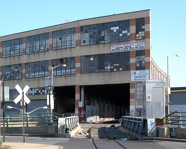The Long Island Rail Road's freight-only Bushwick Branch runs through the Maspeth Industrial Center.