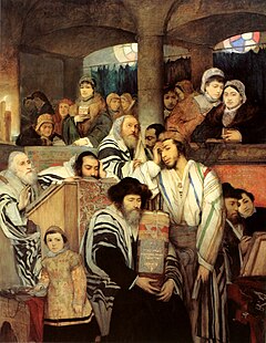 Maurycy Gottlieb - Ebrei che pregano nella sinagoga di Yom Kippur.jpg