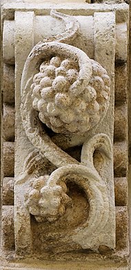 Interwoven and spiralling vines in the "manuscript" style at Saint-Sernin, Toulouse.