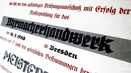 Master craftsman certificate - Handwerkskammer Dresden - 16.7.1958
