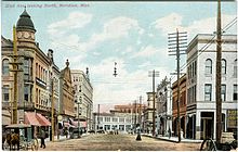 Postcard of downtown Meridian in its "golden age." Meridian downtown postcard.jpg