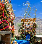 Letters of the name "Nestor" made of bread in the Palomar cemetery (La Paz Department, Bolivia).