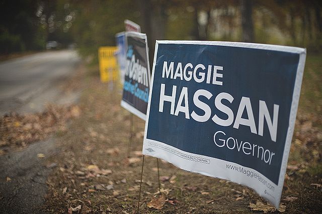 A campaign sign for Hassan in 2014.