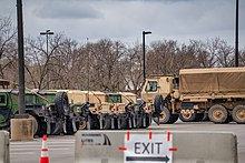 Staging of Minnesota National Guard vehicles in Bloomington, Minnesota, on April 19, 2021 Minnesota National Guard - Operation Safety Net (51125688347).jpg