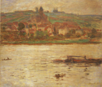 Barge on the Seine at Vertheuil (also known as Vetheuil) Monet - Wildenstein 1996, 1647.png