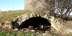 The vault and tower of the old windmill. Monkton Vaulted Tower Windmill, South Ayrshire, Scotland. View of the vault externally.jpg