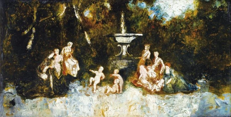 File:Monticelli - AMOURS JOUANT DEVANT UNE FONTAINE.webp