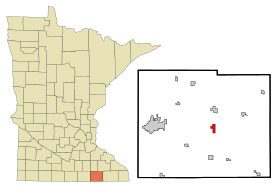 Mower County Minnesota Incorporated and Unincorporated areas Elkton Highlighted.svg