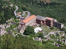 Photo aérienne du palais de Mistra