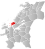 Ørland markert med rødt på fylkeskartet