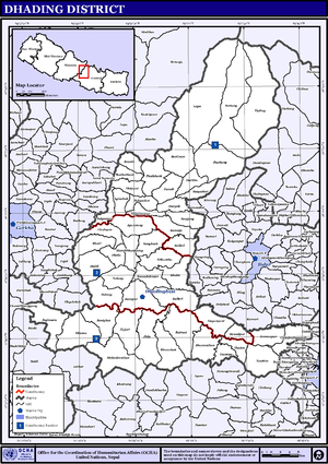 Map of the VDCs in Dhading Districtको अवस्थिति