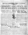 Newspaper Headline--Germany Asks Peace On Wilson's 14 Points.jpg