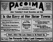 Newspaper ad for Pacoima, California, 1905