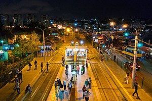 Night at the tram stop,Zeytinburnu istanbul Turkey - panoramio.jpg