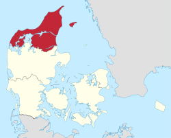 Alueen sijainti Tanskan kartalla.
