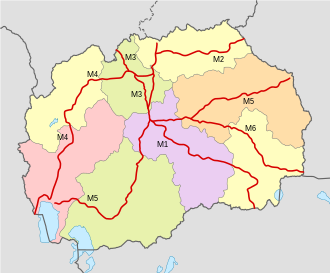 Map of current and planned highways North Macedonian Highway System.svg