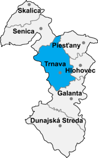 Trnava ilçesinin Trnava bölgesindeki konumu