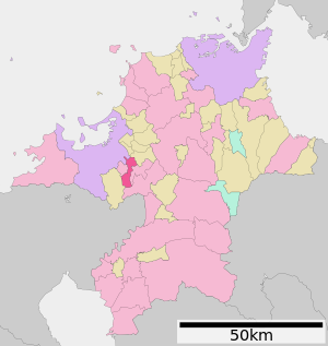 Lage Ōnojōs in der Präfektur