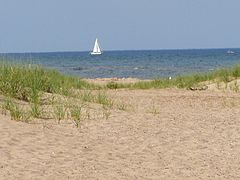 View of Lake Huron from East Tawas State Park at the head of Saginaw Bay