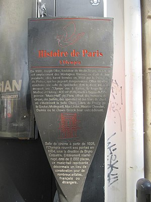 Panneau Histoire de Paris « L'Olympia ».