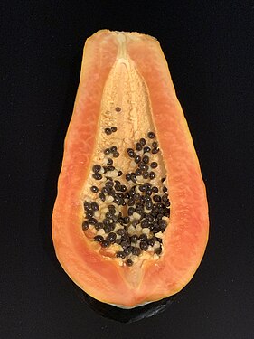 File:Papaya, halved lengthwise