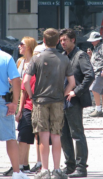 Dempsey on the set of Transformers: Dark of the Moon in 2010