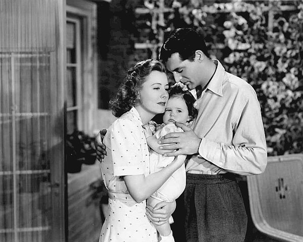 Grant and Dunne with Baby Biffle in a scene from the film