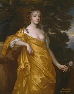 Diana Kirke de Vere, 20th Countess of Oxford, painted by Peter Lely. Peter Lely - Diana Kirke, later Countess of Oxford - Google Art Project.jpg