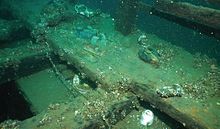 The wreck of Pewabic in 2013 or earlier. Pewabic artifacts - Thunder Bay NMS Michigan.jpg