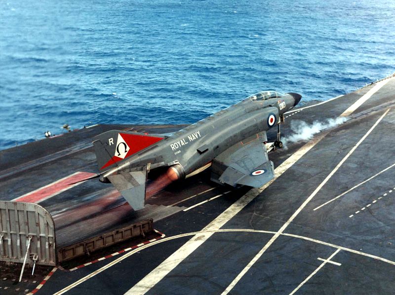 File:Phantom FG.1 of 892 NAS launching from HMS Ark Royal (R09) 1972.jpg