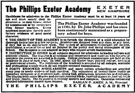 1909 advertisement for the school