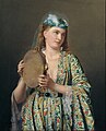 Az oszmán udvar hölgye tamburinon játszik. Pierre-Désiré Guillemet festménye, 1875.