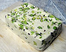 A tahini-based halva with pistachios PistHalva.jpg