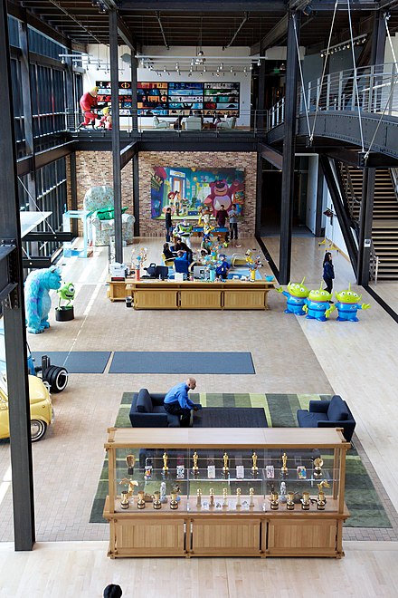 The atrium of the Pixar campus