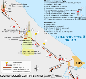 Карта Гвианского космического центра