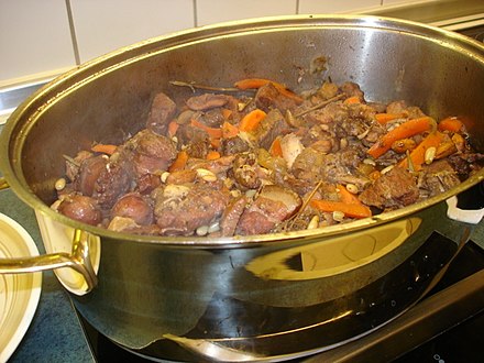 Typical Catalan meal of meat and beans