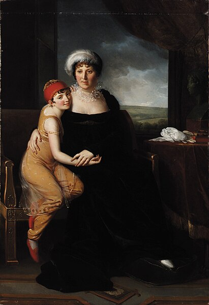 File:Portrait of Madame Campan (1752-1822), seated full-length, in a black dress, with a pupil in oriental costume, by a table with a bust, a landscape beyond 2000 NYR 09370 0064 000(011137).jpg