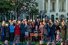 President Biden signs the Infrastructure Investment and Jobs Act into law on November 15, 2021 President Biden after signing the Infrastructure Investment and Job Act into law.jpg