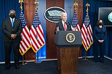 President Biden delivers remarks at The Pentagon, February 2021. President Joe Biden visits the Department of Defense (01).jpg