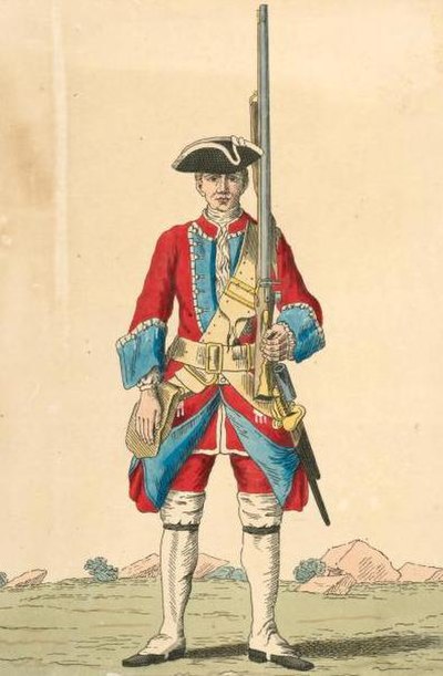 Soldier of the Queens regiment of foot, 1742